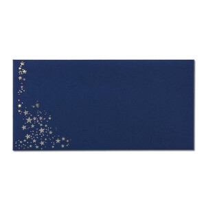 300x Briefumschläge mit Metallic Sternen - DIN Lang - Silber geprägter Sternenregen - Farbe: dunkelblau, Nassklebung, 120 g/m² - 110 x 220 mm - ideal für Weihnachten