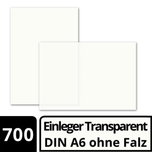 700x ungefalztes einfaches Einlege-Papier für DIN A6 Karten - transparent-weiß - 103 x 146 mm - ideal zum Bedrucken mit Tinte und Laser - hochwertig mattes Papier von GUSTAV NEUSER