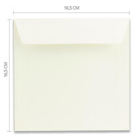 25 Umschläge Quadratisch -Farbe: Creme - Format: 16,5 x