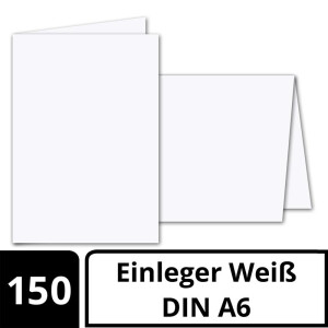 150x faltbares Einlege-Papier für A6 Faltkarten - hochweiß - 143 x 200 mm (100 x 143 mm gefaltet) -  hochwertig mattes Papier von GUSTAV NEUSER