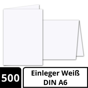 500x faltbares Einlege-Papier für A6 Faltkarten - hochweiß - 143 x 200 mm (100 x 143 mm gefaltet) -  hochwertig mattes Papier von GUSTAV NEUSER
