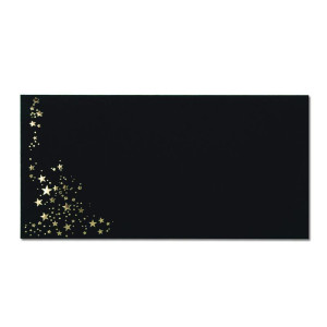 400x Briefumschläge mit Metallic Sternen - DIN Lang - Gold geprägter Sternenregen - Farbe: Schwarz - Nassklebung - 120 g/m² - 110 x 220 mm - ideal für Weihnachten