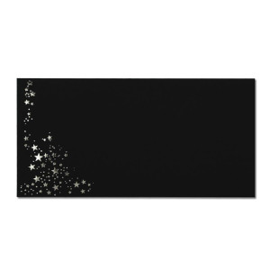 300x Briefumschläge mit Metallic Sternen - DIN Lang - Silber geprägter Sternenregen - Farbe: Schwarz - Nassklebung - 120 g/m² - 110 x 220 mm - ideal für Weihnachten
