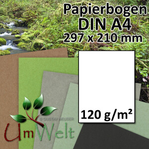 DIN A4 Papierbogen - Kraftpapier - 29,7 x 21,0 cm - 120...