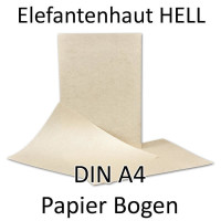 100 Stück DIN A4 Papier Bogen - 21 x 29,7 cm - Elefantenhaut HELL - 110 Gramm/ m² - Urkundenpapier - Speisekarte - beschichtet