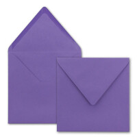 250x Quadratische Briefumschläge in Violett - 15,5 x 15,5 cm - ohne Fenster, mit Nassklebung - 110 g/m² - Für Einladungskarten zu Hochzeit, Geburtstag und mehr - Serie FarbenFroh