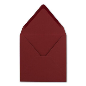 100x Quadratisches Falt-Karten-Set - 15 x 15 cm - mit Brief-Umschlägen - Dunkelrot - Nassklebung - für Grußkarten, Einladungen & mehr