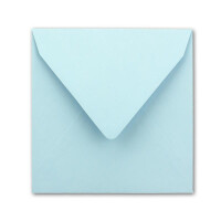 50x Quadratisches Falt-Karten-Set - 15 x 15 cm - mit Brief-Umschlägen - Hellblau - Nassklebung - für Grußkarten, Einladungen & mehr