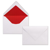 300x Briefumschläge Weiß DIN C6 gefüttert mit Seidenpapier in Rot 100 g/m² 11,4 x 16,2 cm mit Nassklebung ohne Fenster