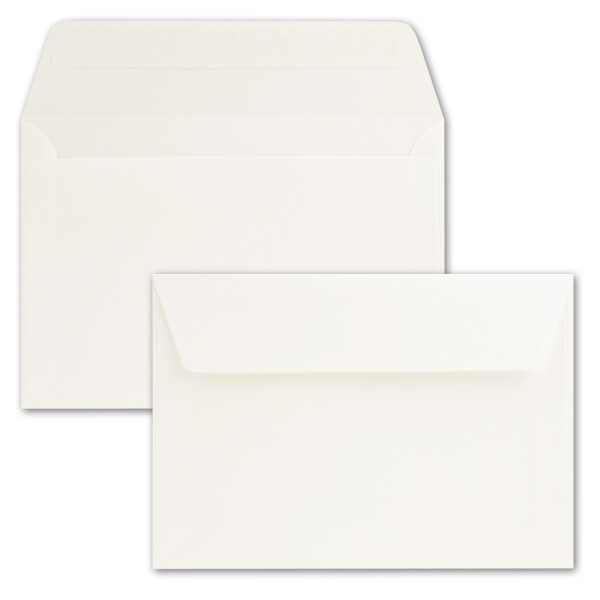 100x Briefumschläge 12 x 18 cm - ca DIN B6 mit Haftklebung, creme, stabile 90 g/m², Umschläge für Grußkarten und Einladungen
