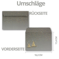 300x Weihnachtskarten-Set DIN A6 in Grau mit Edelstein-Weihn