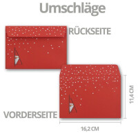 30x Weihnachtskarten-Set DIN A6 mit rotem Weihnachtsmann Motiv - Faltkarten mit passenden Umschlägen - Modern Abstrakt - Weihnachtsgrüße für Firmen und Privat