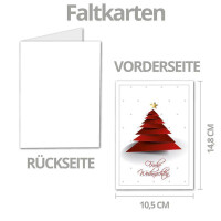 50x Weihnachtskarten-Set DIN A6 in Weiß mit  rotem Design Weihnachtsbaum - Faltkarten mit passenden Umschlägen - Weihnachtsgrüße für Firmen und Privat