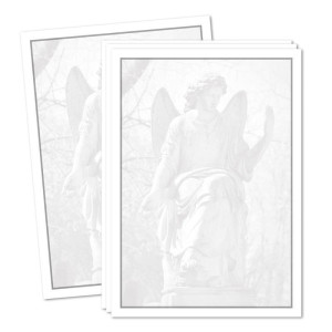 100x Trauerpapier DIN A4 Motiv:  Trauerrand grau & Engel - Briefpapier Trauer 297 x 210 mm - 90 g/m² Kondolenz Papier - Trauer Papiere by GUSTAV NEUSER