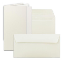 50x Kartenpaket DIN Lang mit Doppelkarten, Umschlägen und Einlegeblätter Cremeweiß - Faltkartenset ideal für Einladungen und Karten basteln - mit hochwertiger Stülpschachtel