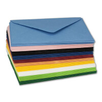 60x farbige Umschläge gemischt - DIN C7 - Format: 81 x 114 mm - Farben-Mix - 10 unterschiedliche Farben - Marke: GUSTAV NEUSER