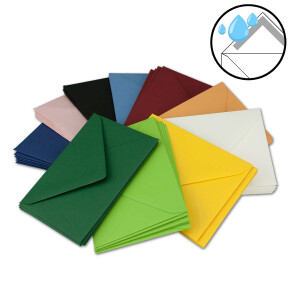 100x farbige Umschläge gemischt - DIN C7 - Format: 81 x 114 mm - Farben-Mix - 10 unterschiedliche Farben - Marke: GUSTAV NEUSER