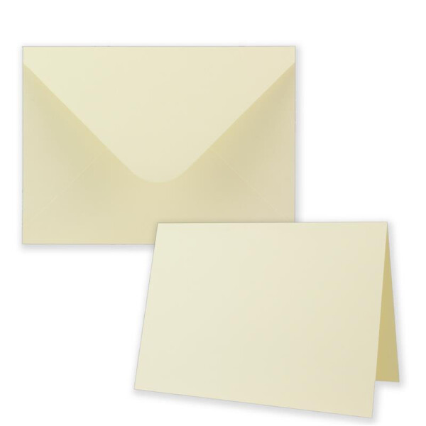 100x Faltkarten-Set inklusive Briefumschläge größer als DIN B6 - Übergröße - Blanko Einladungs-Karten in Creme mit Struktur-Prägung - Klappkarten mit geprägtem Muster