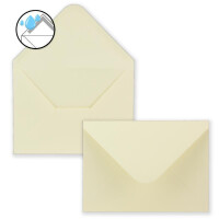 100x Faltkarten-Set inklusive Briefumschläge größer als DIN B6 - Übergröße - Blanko Einladungs-Karten in Creme mit Struktur-Prägung - Klappkarten mit geprägtem Muster