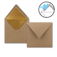 10 Quadratische Kuverts 16,5 x 16,5 cm aus Kraft-Papier in S