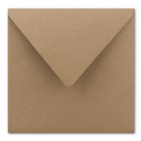 10 Quadratische Kuverts 16,5 x 16,5 cm aus Kraft-Papier in S
