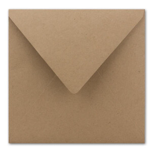 150 Quadratische Kuverts 16,5 x 16,5 cm aus Kraft-Papier in Sandbraun mit goldenem Seidenfutter - Nassklebung - 120 g/m² - NEUSER PAPIER