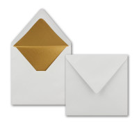 10 Quadratische Brief-Umschläge 16,5 x 16,5 cm in Weiß mit goldenem Seidenfutter - Nassklebung Brief-Kuverts - 120g/m² - NEUSER PAPIER