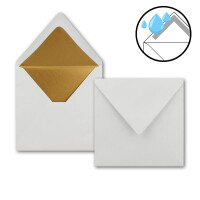10 Quadratische Brief-Umschläge 16,5 x 16,5 cm in Weiß mit goldenem Seidenfutter - Nassklebung Brief-Kuverts - 120g/m² - NEUSER PAPIER