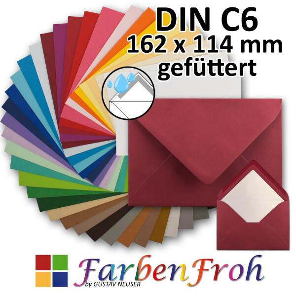 GUSTAV NEUSER 50 Farbige Briefumschläge Gemischt – DIN Lang (110 X 220 Mm) – Bunte Mischung, Mit/ohne Futter