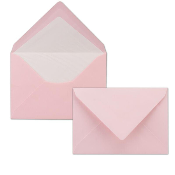 200 Briefumschläge Rosa - DIN C6 - gefüttert mit weißem Seidenpapier - 80 g/m² - 11,4 x 16,2 cm - Nassklebung - NEUSER PAPIER