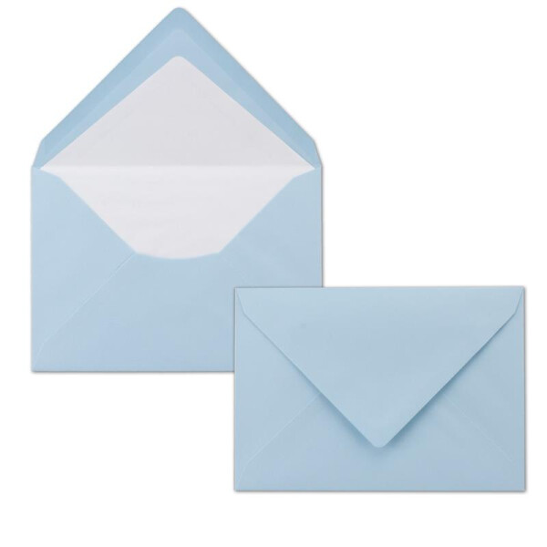 250 Briefumschläge Hellblau - DIN C6 - gefüttert mit weißem Seidenpapier - 80 g/m² - 11,4 x 16,2 cm - Nassklebung - NEUSER PAPIER