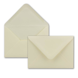50x Briefumschläge DIN C6 - 11,4 x 16,2 cm - mit Nassklebung - Farbe: Creme - Grammatur: 100 Gramm pro m² - Marke: NEUSER PAPIER
