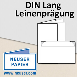 DIN Lang Falt-Karten-Set mit Leinen-Pr&auml;gung - 10...