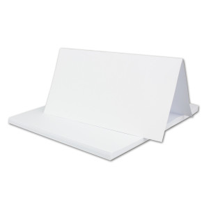 25x weißes DIN Lang Falt-Karten-Set mit Leinen-Prägung - 10 x 21 cm - mit Brief-Umschlägen & Einlege-Blätter - Komplettpaket inklusive hochwertiger Box - von GUSTAV NEUSER