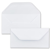 25x weißes DIN Lang Falt-Karten-Set mit Leinen-Prägung - 10 x 21 cm - mit Brief-Umschlägen & Einlege-Blätter - Komplettpaket inklusive hochwertiger Box - von GUSTAV NEUSER
