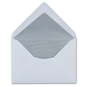 150x Briefumschläge Weiß DIN C6 gefüttert mit Seidenpapier in Silber 100 g/m² 11,4 x 16,2 cm mit Nassklebung ohne Fenster