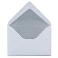 250x Briefumschläge Weiß DIN C6 gefüttert mit Seidenpapier in Silber 100 g/m² 11,4 x 16,2 cm mit Nassklebung ohne Fenster