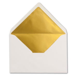 25x DIN C5 Kuverts 15,7 x 22,5 cm in weiß mit goldenem Seidenfutter - Nassklebung - Blanko Brief-Umschläge - Post-Umschläge ohne Fenster im C5 Format - Marke: FarbenFroh by GUSTAV NEUSER