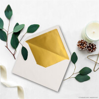 25x DIN C5 Kuverts 15,7 x 22,5 cm in weiß mit goldenem Seidenfutter - Nassklebung - Blanko Brief-Umschläge - Post-Umschläge ohne Fenster im C5 Format - Marke: FarbenFroh by GUSTAV NEUSER