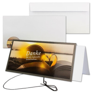 40x Trauerkarte mit Umschlag Set Danksagung - Herz - inklusive hochwertiger Box- DIN Lang Quer-Format - Danksagungskarten Trauerkarten nach Beerdigung - Trauer-Papiere by GUSTAV NEUSER