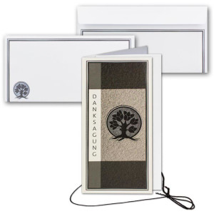 10x Trauerkarte mit Umschlag Set Danksagung - Lebensbaum- DIN Lang Hoch-Format - Danksagungskarten Trauerkarten nach Beerdigung - Trauer-Papiere by GUSTAV NEUSER