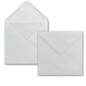 25x Quadratisches Falt-Karten-Set mit Wellen-Schnitt-Rand & Brief-Umschlägen I Farbe: Weiss I 14,5 x 14,5 cm I Papier-Bastel-Set inklusive hochwertiger Box I GUSTAV NEUSER®