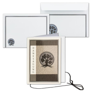 25x Trauerkarte mit Umschlag Set Danksagung - Lebensbaum - inklusive hochwertiger Box - DIN A6 Hoch-Format - Danksagungskarten Trauerkarten nach Beerdigung - Trauer-Papiere by GUSTAV NEUSER