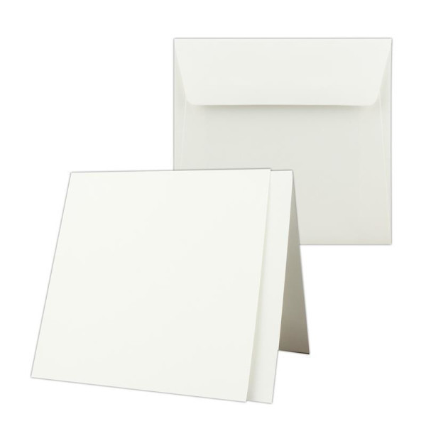 25x creme-weißes Quadratisches Falt-Karten-Set mit Brief-Umschlägen & Einlege-Blätter - 15,0 x 15,0cm - Papier-Bastel-Set - GUSTAV NEUSER®