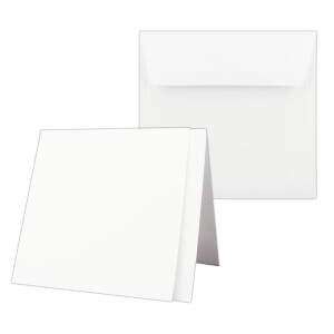 50x Quadratisches Falt-Karten-Set mit Brief-Umschlägen & Einlege-Blätter - Farbe: Weiss - 15,0 x 15,0cm - Papier-Bastel-Set  - GUSTAV NEUSER®