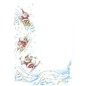 400 x Weihnachtsbrief A4 Bogen (21 x 29,7 cm) I Motiv: Nikolaus beim Wintersport I Grammatur: 100 g/m² I Marke: GUSTAV NEUSER®