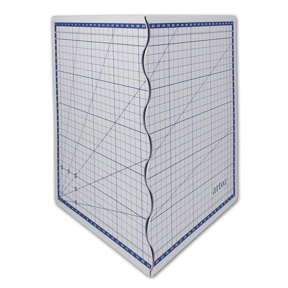 Tapis De Découpe A3 Pliable En A4 - Surface Antidérapante, Grille Et Angles Inclus - Pour Bricolage, Modélisme