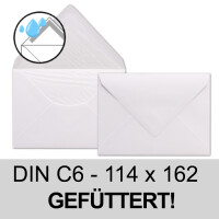 25 Brief-Umschläge Weiß - DIN C6 - gefüttert mit weißem Seidenpapier - 100 g/m² - 11,4 x 16,2 cm - Nassklebung - Ideal für Hochzeitseinladungen - NEUSER PAPIER