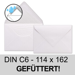 150 Brief-Umschläge Weiß - DIN C6 - gefüttert mit weißem Seidenpapier - 100 g/m² - 11,4 x 16,2 cm - Nassklebung - Ideal für Hochzeitseinladungen - NEUSER PAPIER