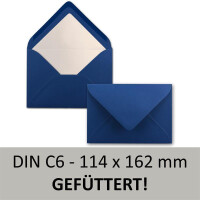 100 Briefumschläge Dunkel-Blau / Nachtblau - DIN C6 - gefüttert mit weißem Seidenpapier - 90 g/m² - 11,4 x 16,2 cm - Nassklebung - NEUSER PAPIER